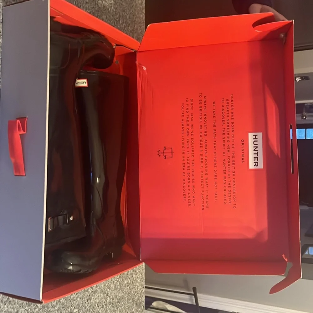 Women Hunter boots tall size 8 shiny black gloss - Picture 6 of 7